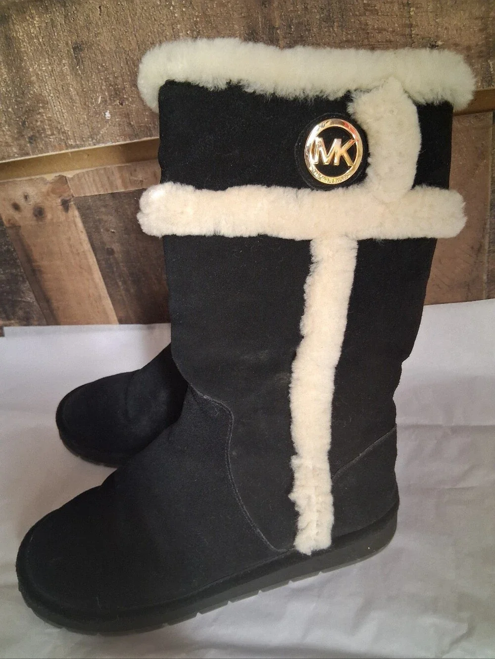Michael Kors Fur Lined Boots Black Size 8 Womens